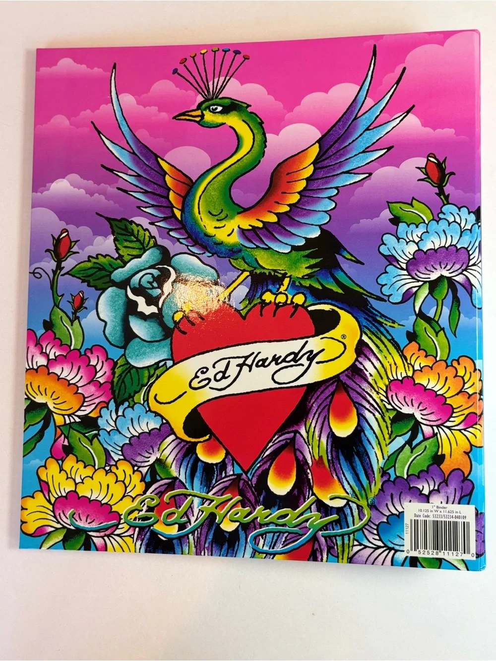 NEW Ed Hardy Peacock Heart 1” 3-Ring Binder Y2K School Office Lisa Frank